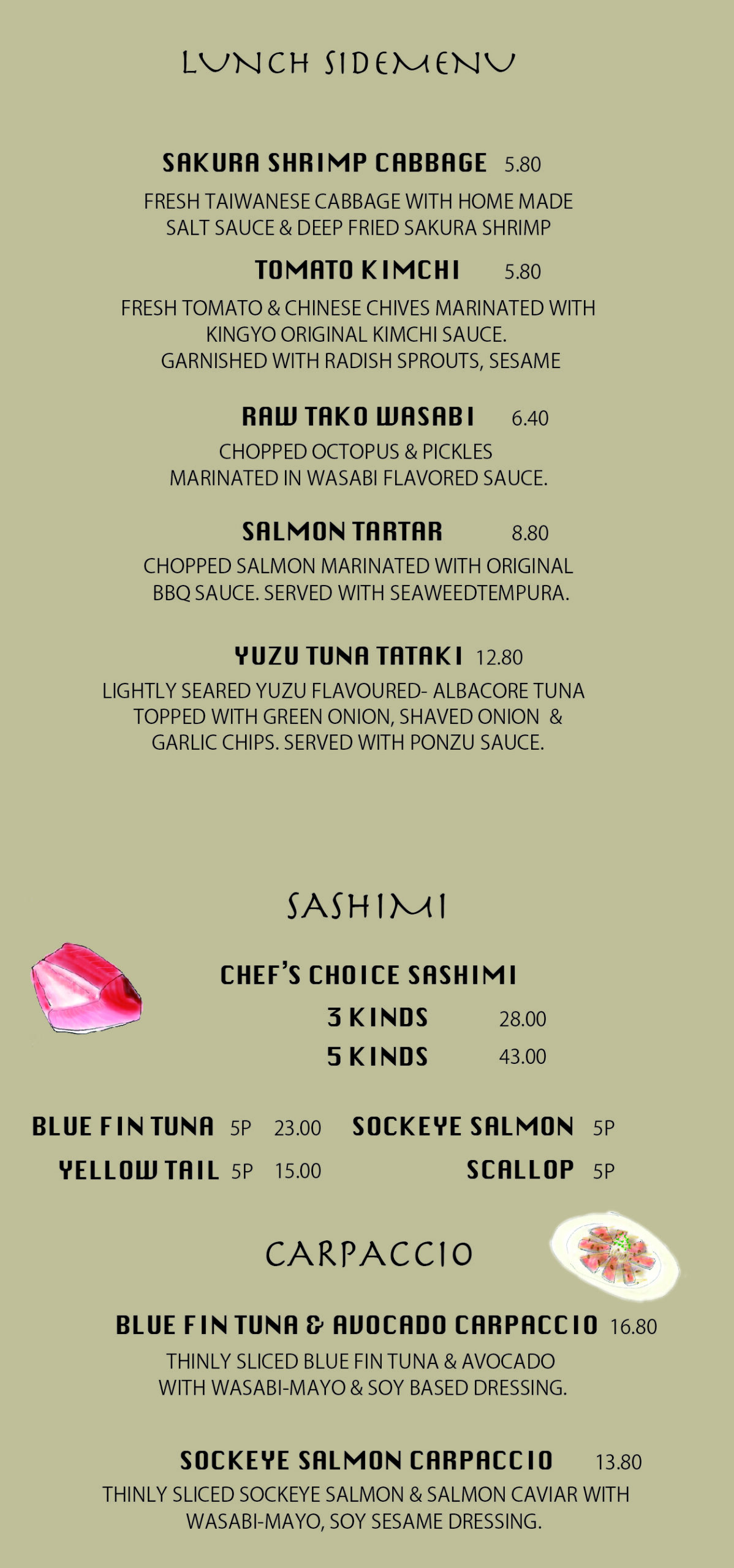 Lunch menu